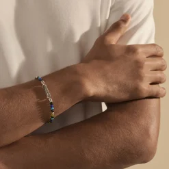 Men John Hardy Beads^Beaded Id Bracelet, Silver, Gemstones