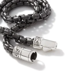Men John Hardy Chains^Box Chain Bracelet, Dark Silver, 4Mm