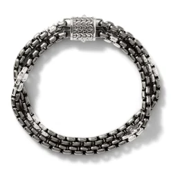 Men John Hardy Chains^Box Chain Bracelet, Dark Silver, 9.5Mm