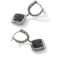 Women John Hardy Statement^Carved Chain Drop Earring, Silver, Pave