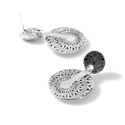 Women John Hardy Statement^Carved Chain Drop Earring, Silver, Pave