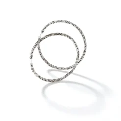 Women John Hardy Hoops^Carved Chain Hoop Earring, Silver, Large
