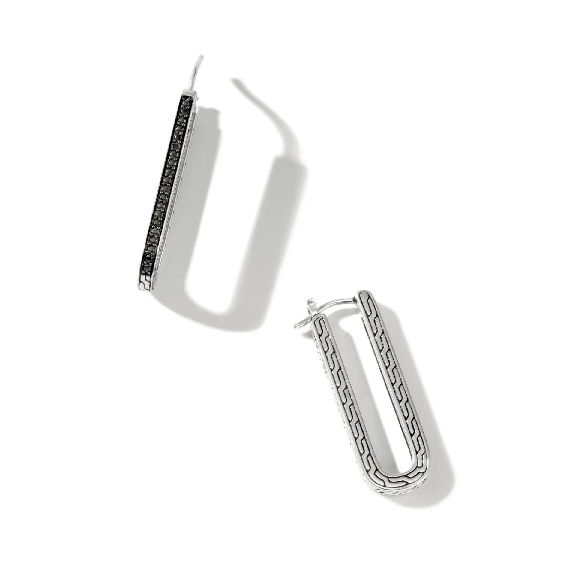 Women John Hardy Hoops^Carved Chain Hoop Earring, Silver, Pave