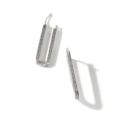 Women John Hardy Hoops^Carved Chain Hoop Earring, Silver, Pave