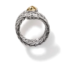 Women John Hardy Statement^Carved Chain Palu Coil Ring, Silver, Gold