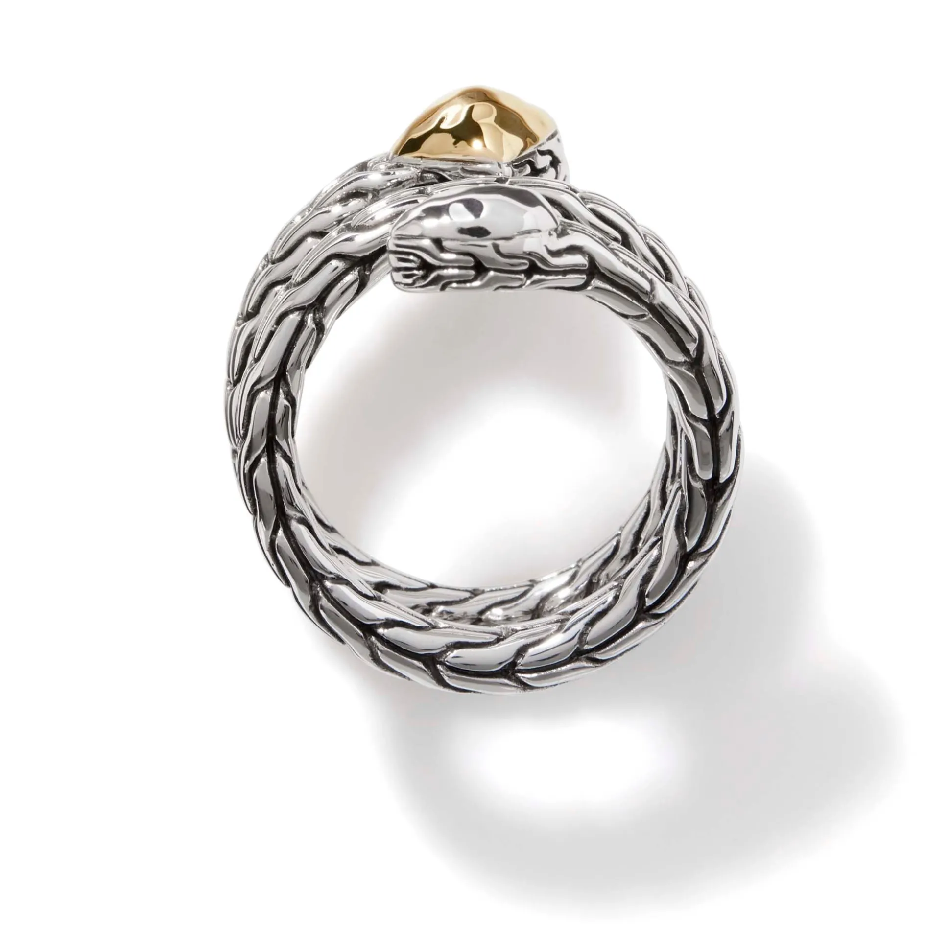 Women John Hardy Statement^Carved Chain Palu Coil Ring, Silver, Gold