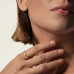 Men John Hardy Bands^Carved Chain Palu Ring, Silver, Gold, Slim
