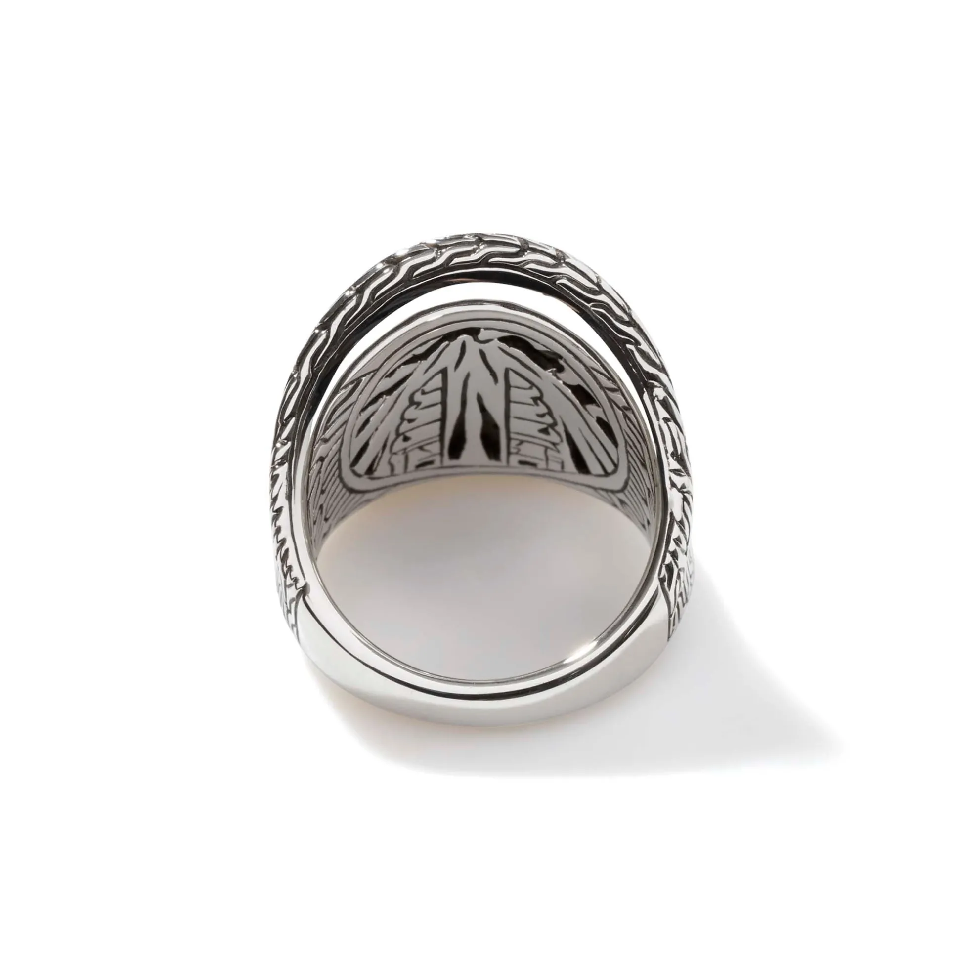 Women John Hardy Statement^Carved Chain Saddle Ring, Silver, Pave