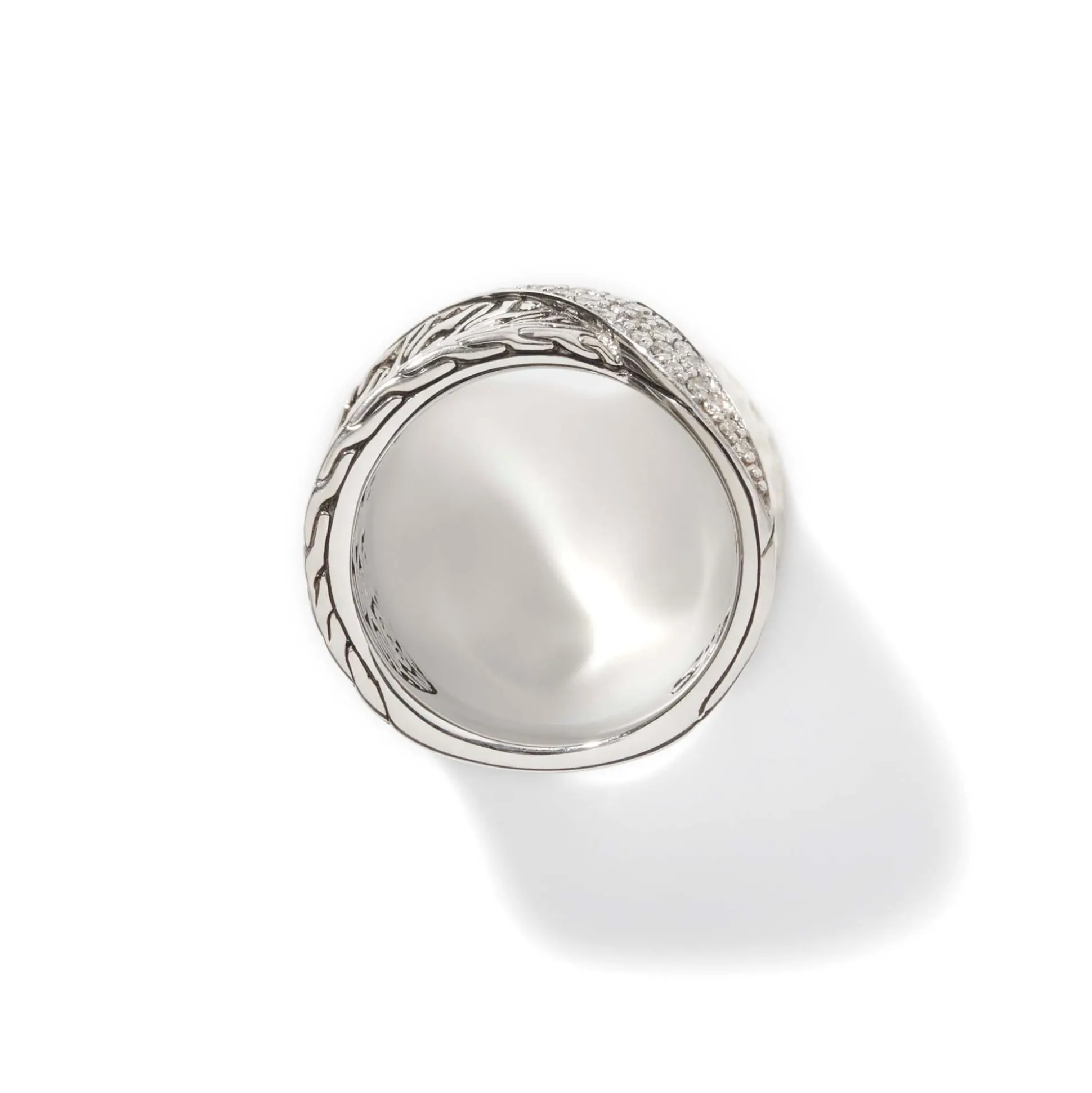 Women John Hardy Statement^Carved Chain Twisted Ring, Silver, Diamonds