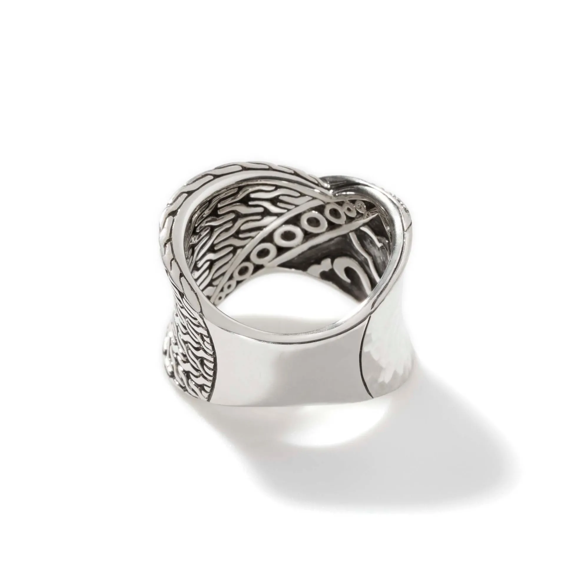 Women John Hardy Statement^Carved Chain Twisted Ring, Silver, Diamonds