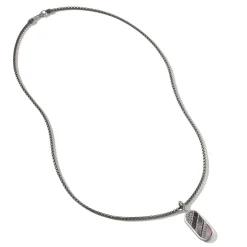 Men John Hardy Tags & Pendants^Carved Tag Necklace, Dark Silver, Gemstones