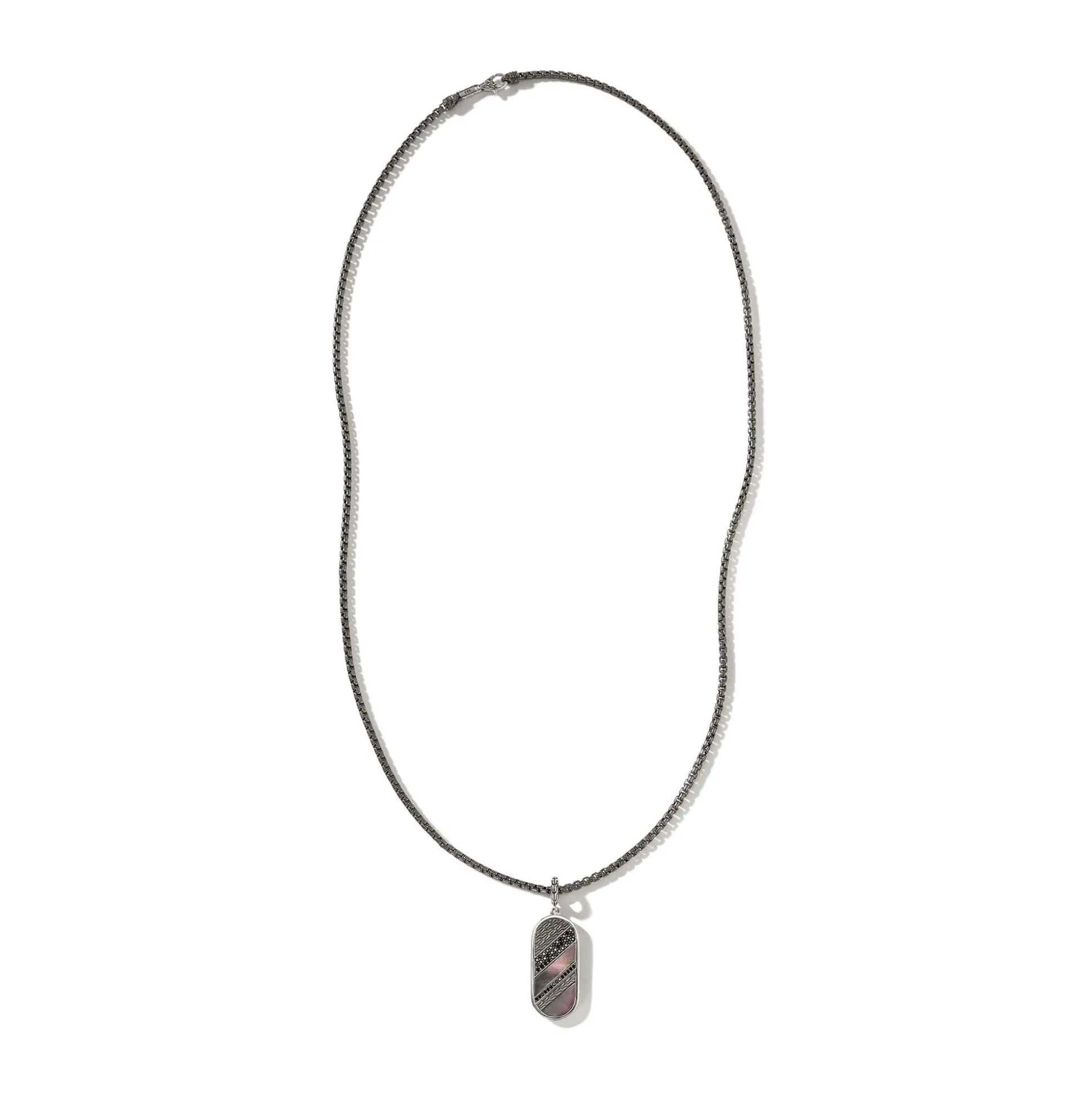 Men John Hardy Tags & Pendants^Carved Tag Necklace, Dark Silver, Gemstones