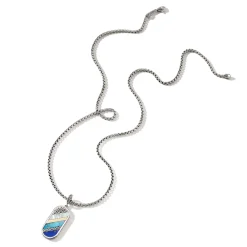 Men John Hardy Tags & Pendants^Carved Tag Necklace, Dark Silver, Gemstones