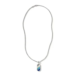 Men John Hardy Tags & Pendants^Carved Tag Necklace, Dark Silver, Gemstones