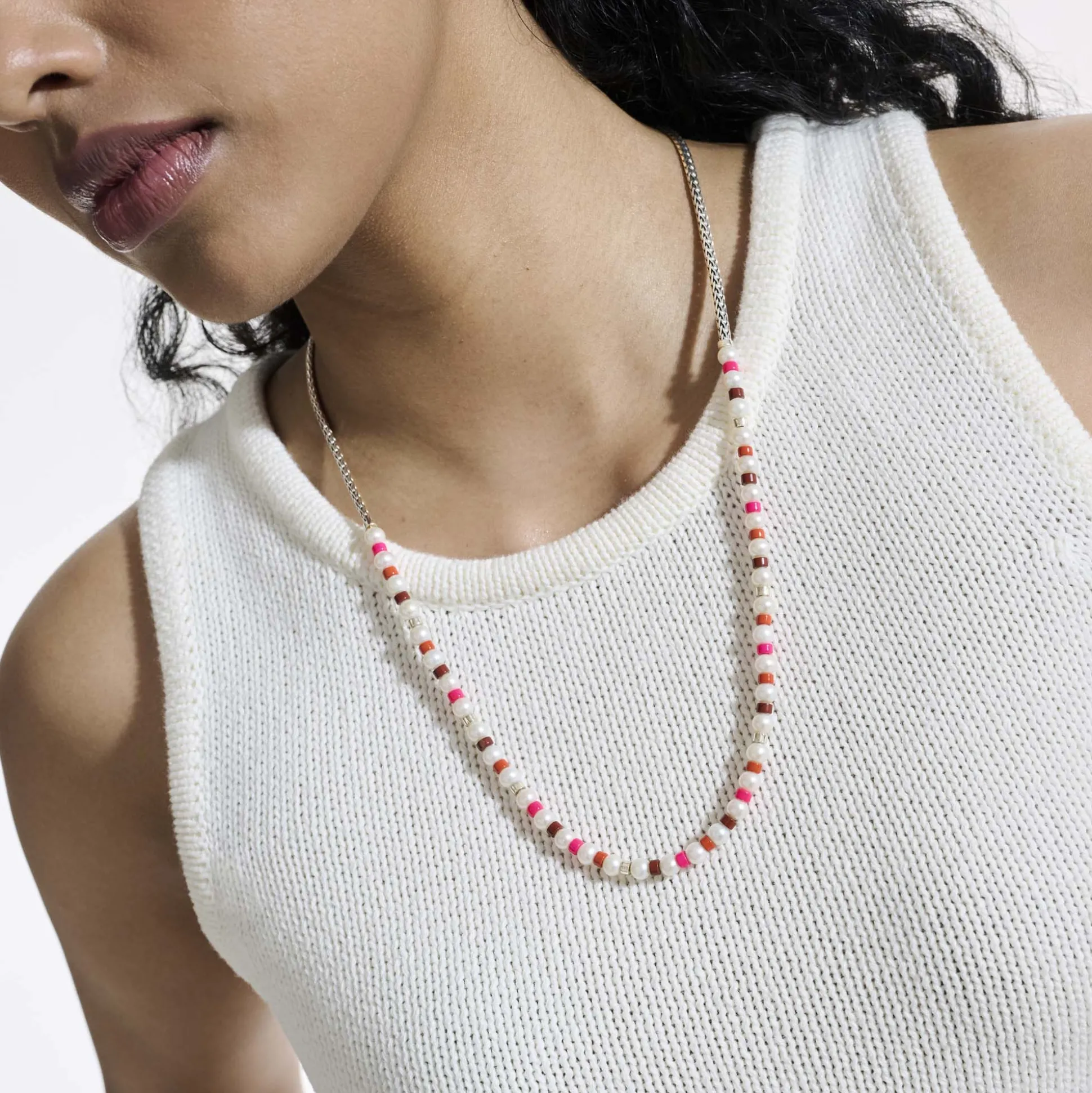 Men John Hardy Beads^Colorblock Necklace, Silver, Gemstones, Pearl