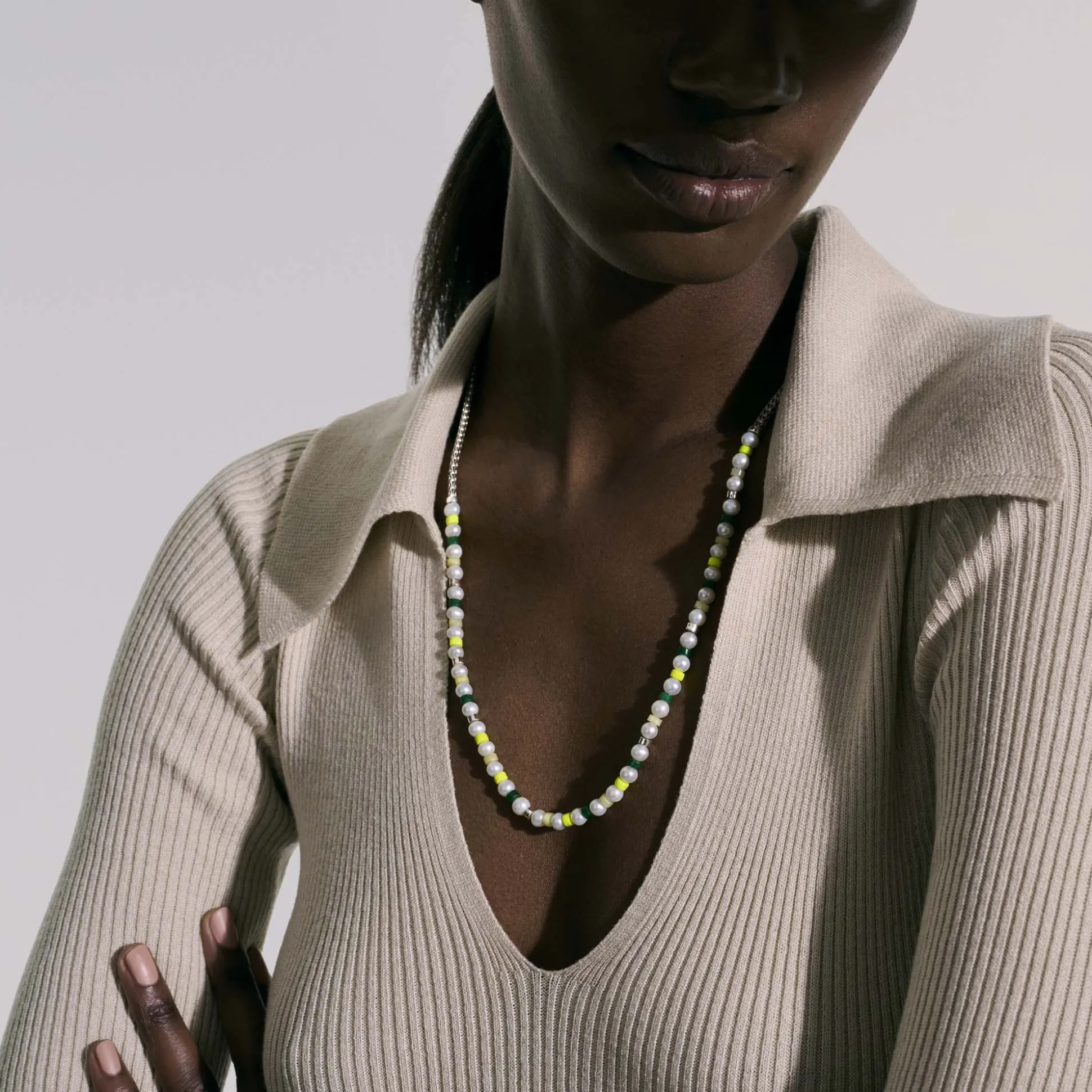 Men John Hardy Beads^Colorblock Necklace, Silver, Gemstones, Pearl
