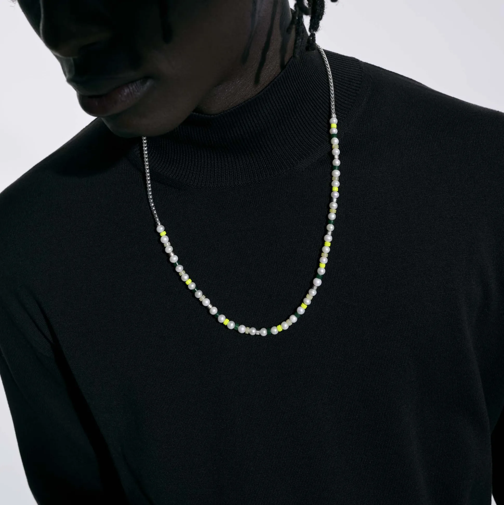 Men John Hardy Beads^Colorblock Necklace, Silver, Gemstones, Pearl