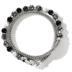 Men John Hardy Beads^Colorblock Wrap, Silver, Gemstones, Pearl