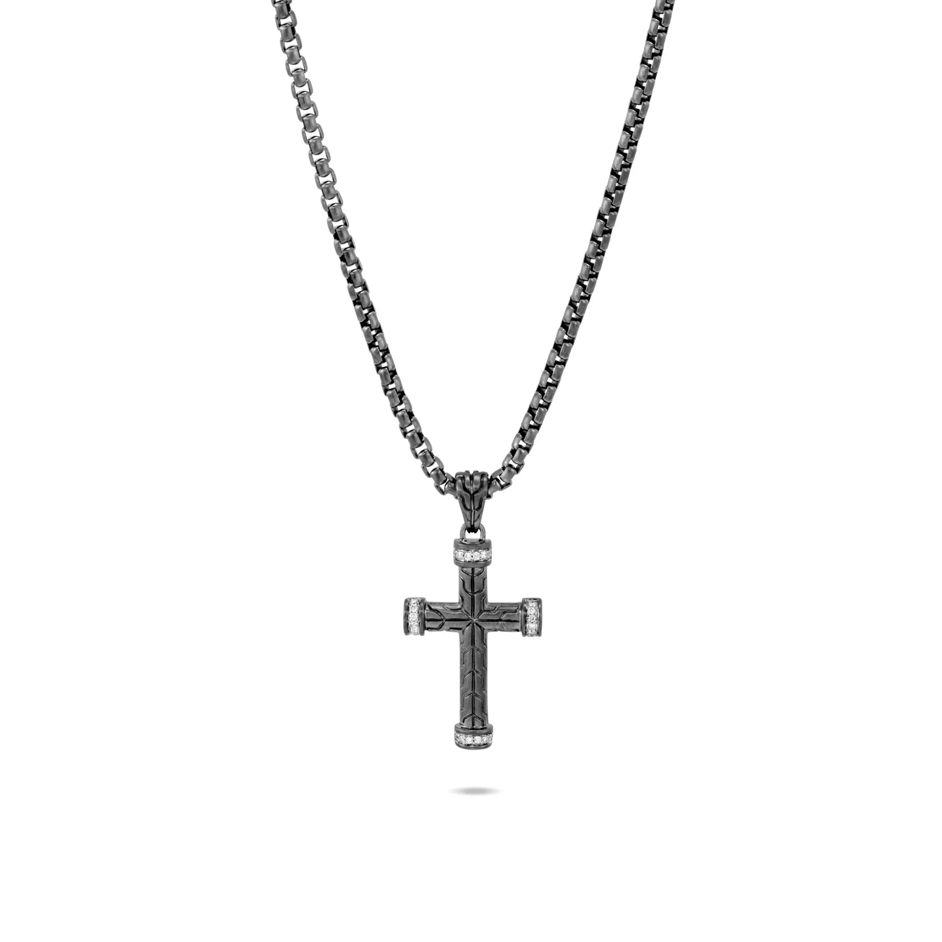 Men John Hardy Tags & Pendants^Cross Pendant Necklace, Dark Silver, Diamonds