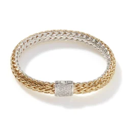Men John Hardy Chains^Icon Bracelet, Gold, Silver, Diamonds, 7.5Mm