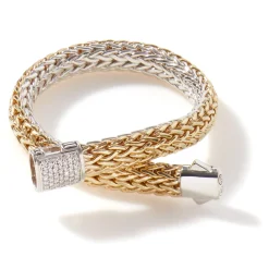Men John Hardy Chains^Icon Bracelet, Gold, Silver, Diamonds, 7.5Mm