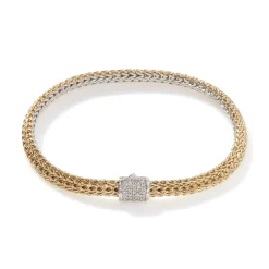 Men John Hardy Chains^Icon Bracelet, Gold, Silver, Diamonds, 7.5Mm