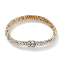 Men John Hardy Chains^Icon Bracelet, Gold, Silver, Diamonds, 7.5Mm