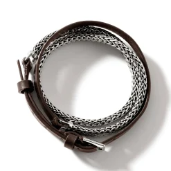 Men John Hardy Chains^Icon Wrap, Sterling Silver, Leather