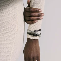 Men John Hardy Chains^Icon Wrap, Sterling Silver, Leather