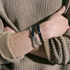 Men John Hardy Chains^Icon Wrap, Sterling Silver, Leather