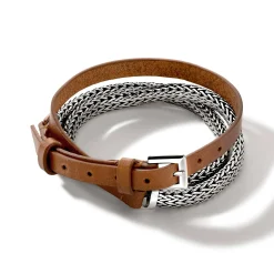 Men John Hardy Chains^Icon Wrap, Sterling Silver, Leather