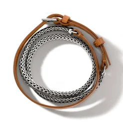 Men John Hardy Chains^Icon Wrap, Sterling Silver, Leather
