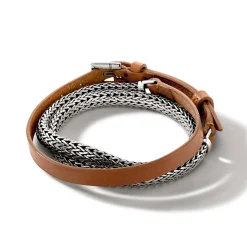 Men John Hardy Chains^Icon Wrap, Sterling Silver, Leather