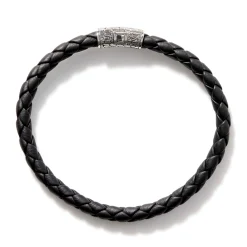 Men John Hardy Leather, Cord & Rubber^Leather Bracelet, Sterling Silver