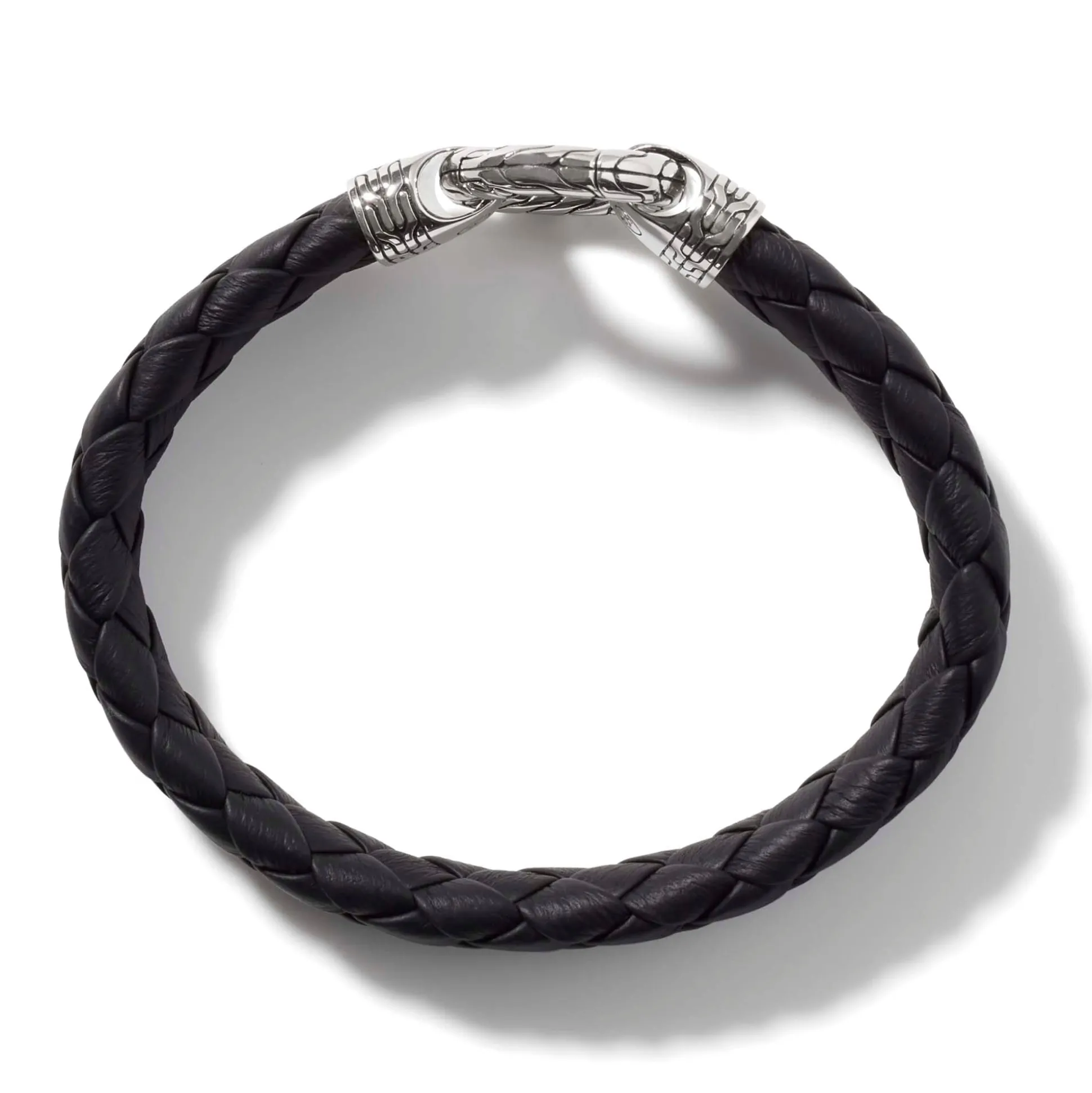 Men John Hardy Leather, Cord & Rubber^Leather Keyring Bracelet, Sterling Silver