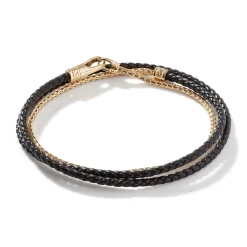 Men John Hardy Leather, Cord & Rubber^Leather Triple Wrap, Gold