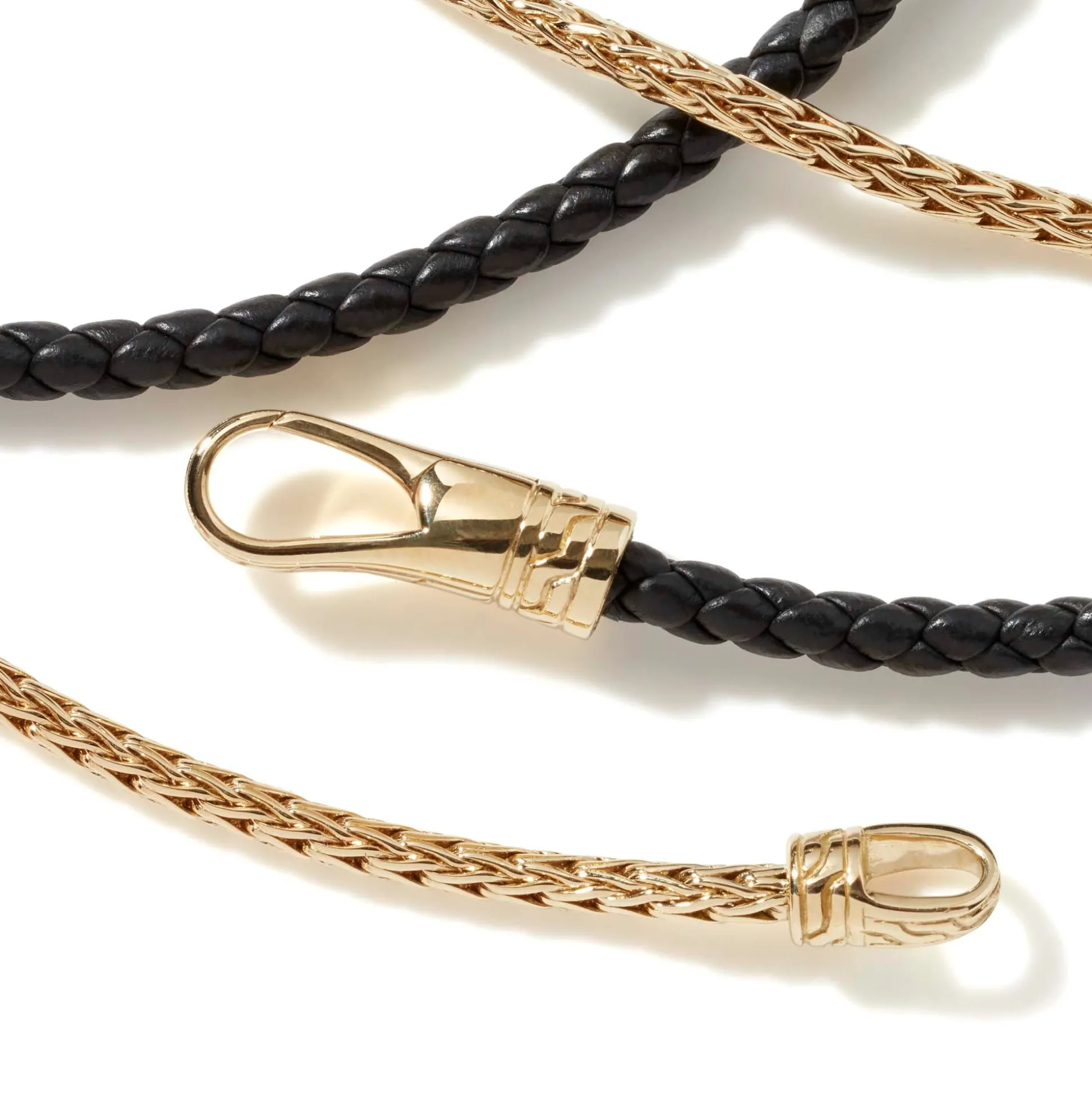 Men John Hardy Leather, Cord & Rubber^Leather Triple Wrap, Gold