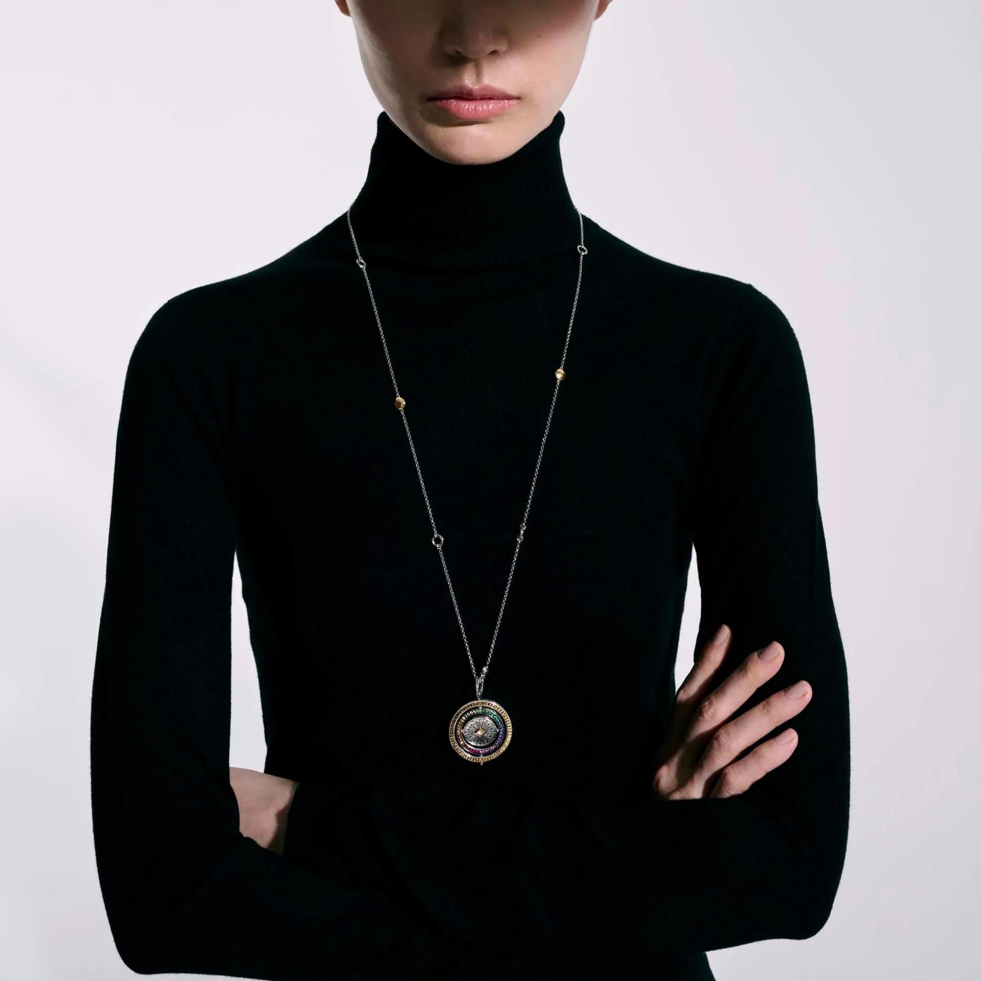 Women John Hardy Pendants^Moon Door Necklace, Gold, Silver, Pave