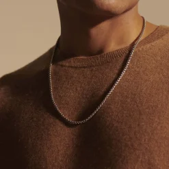 Men John Hardy Chains^Naga Box Chain Necklace, Silver, 3.7Mm