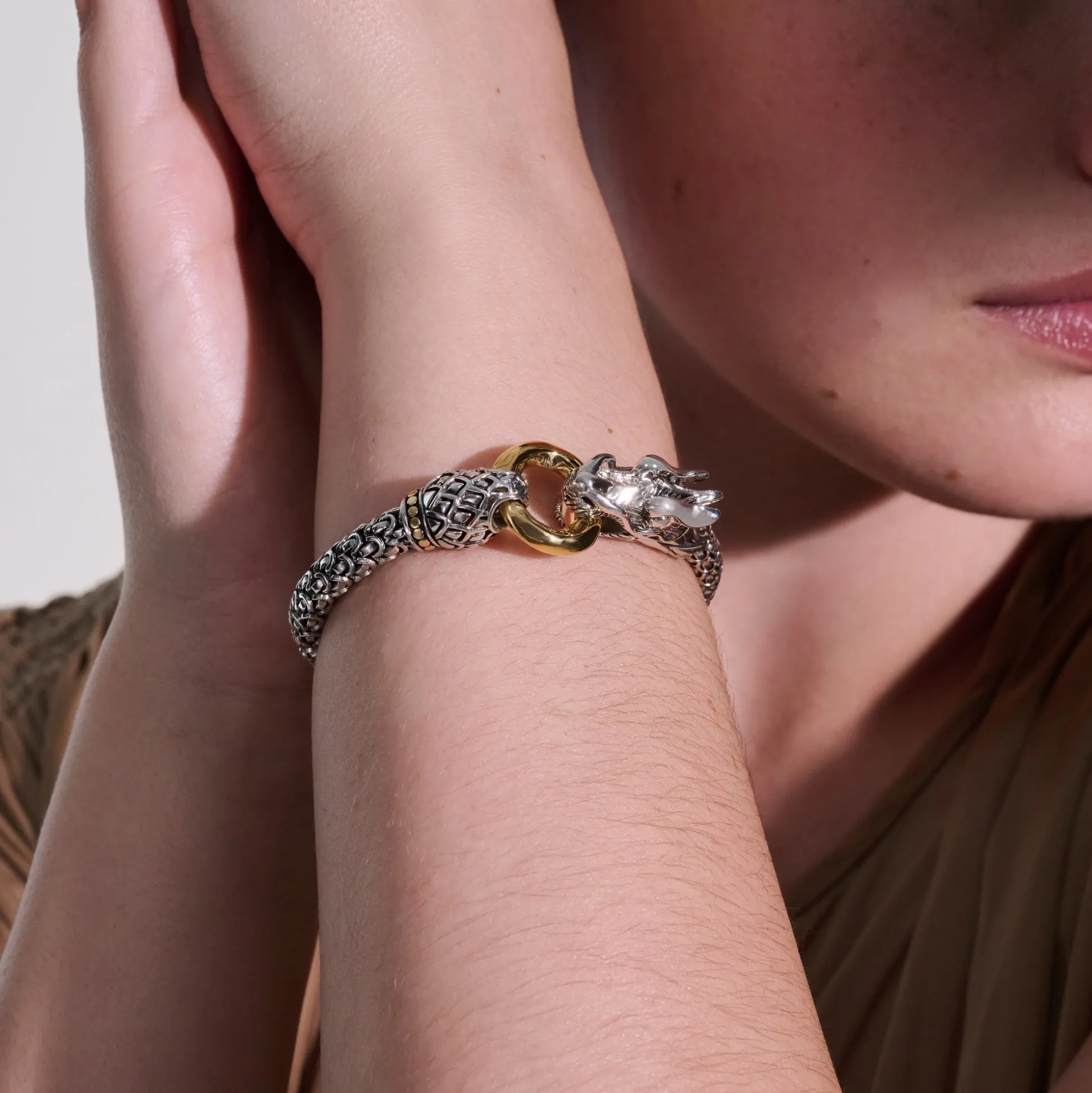 Women John Hardy Chains^Naga Bracelet, Gold, Sterling Silver, 6Mm