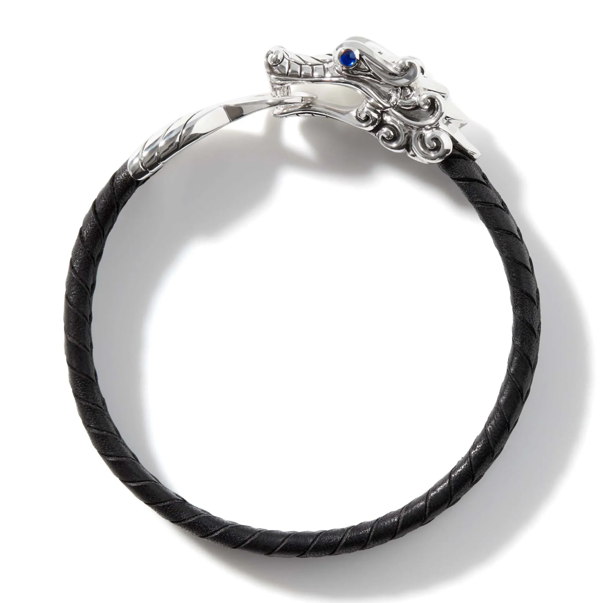 Men John Hardy Leather, Cord & Rubber^Naga Bracelet In Leather, Sterling Silver