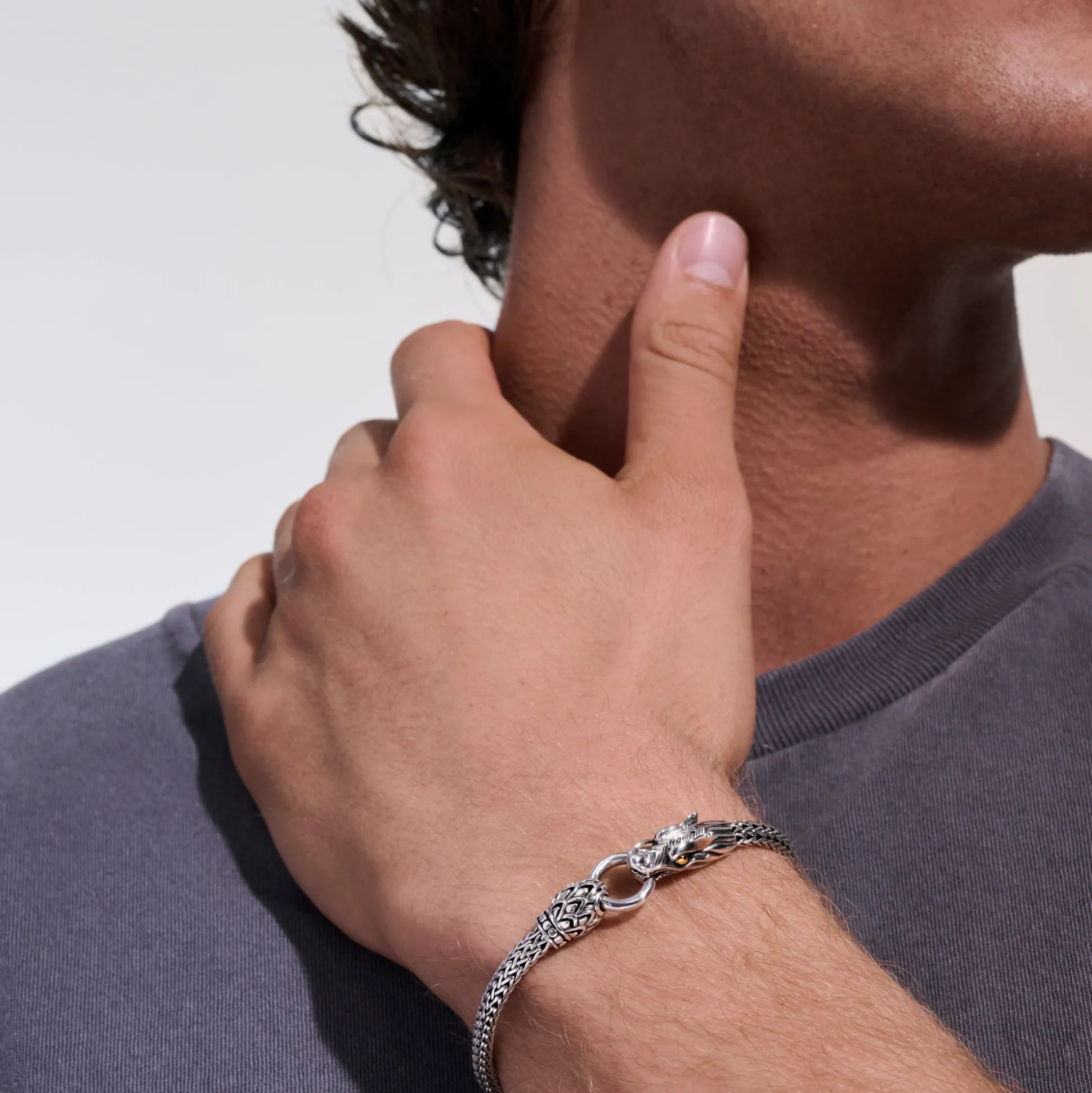 Men John Hardy Chains^Naga Bracelet, Sterling Silver, Gold, 5Mm