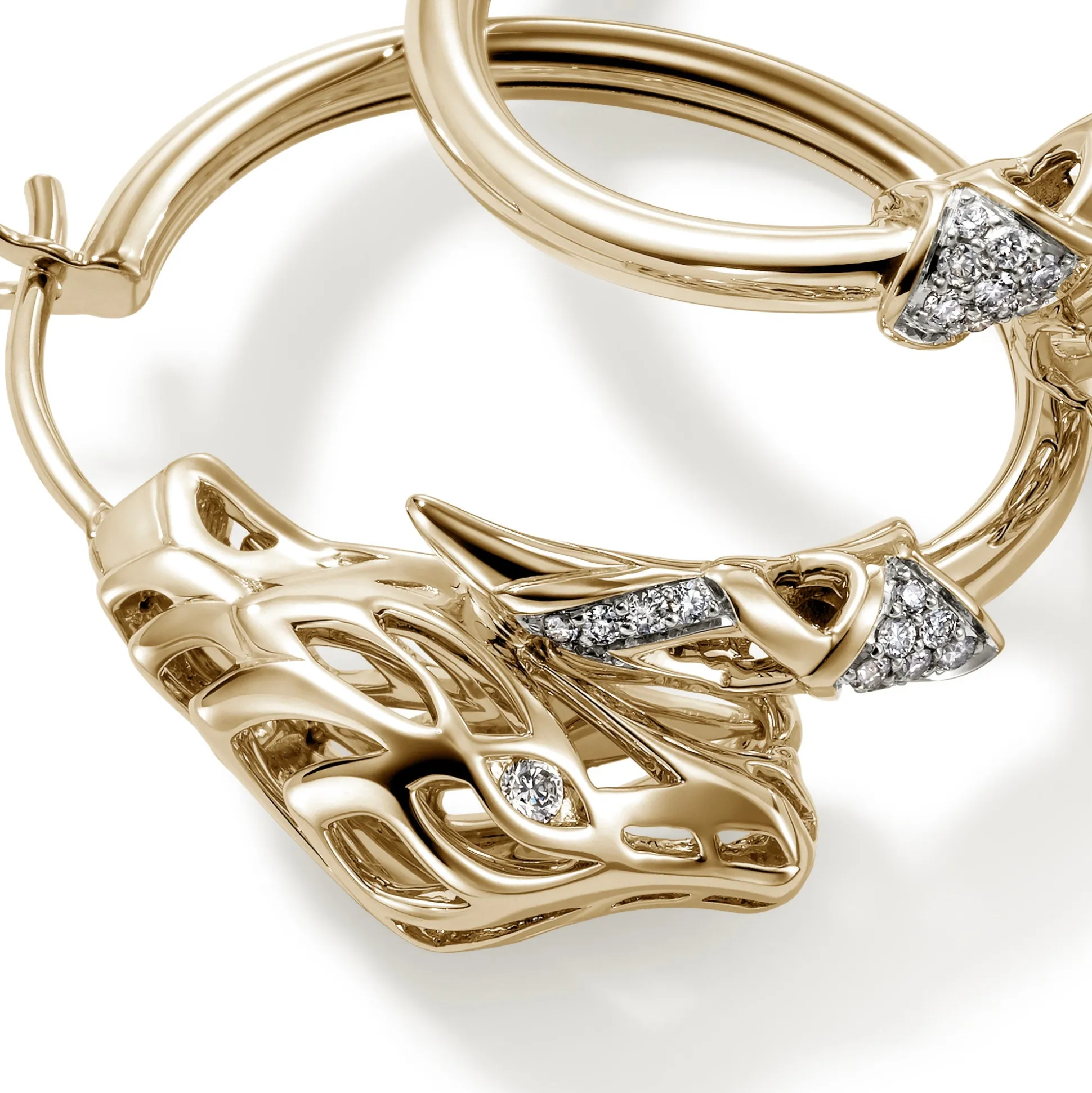 Women John Hardy Hoops^Naga Hoop Earring, Gold, Diamonds