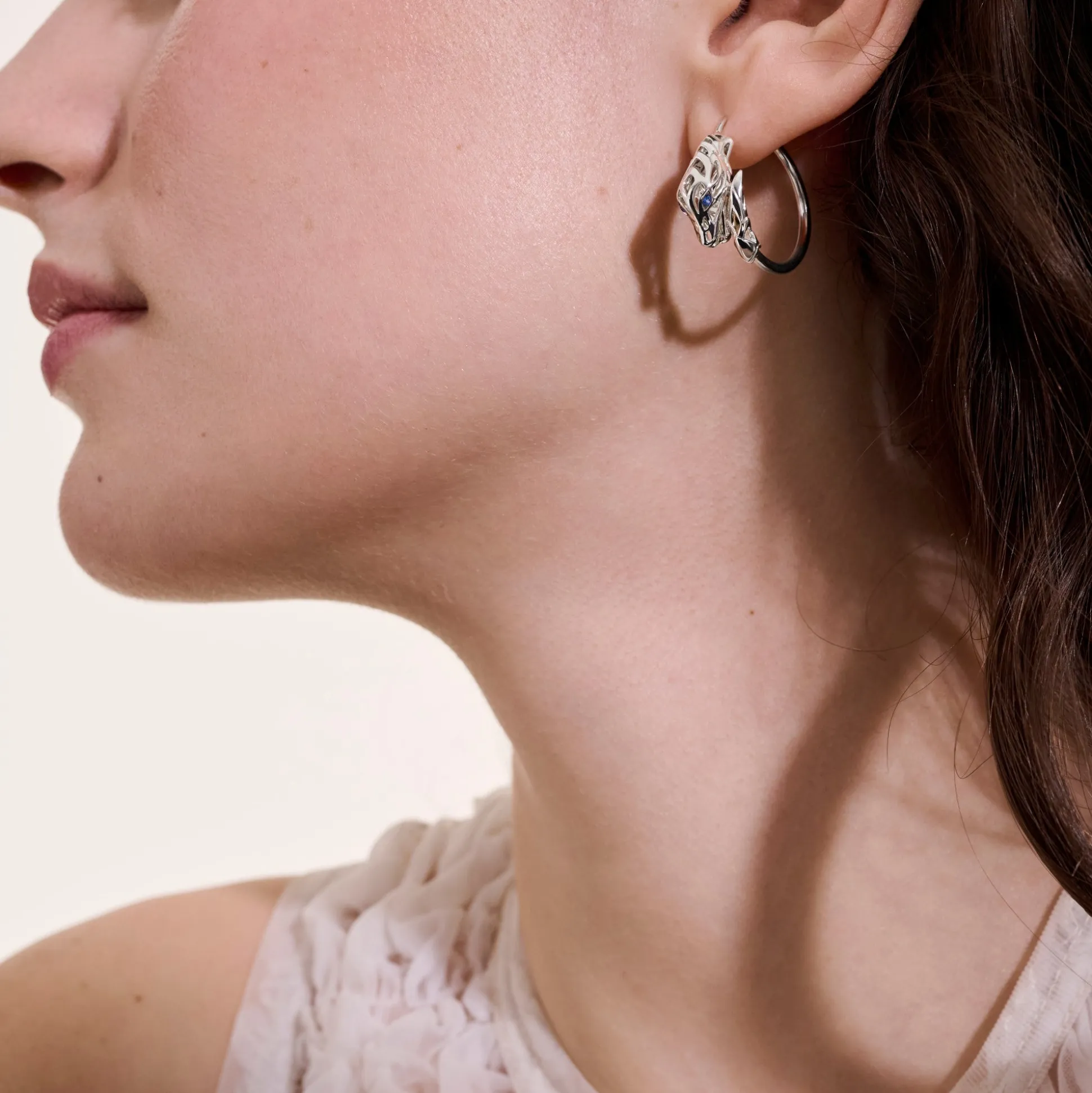 Women John Hardy Hoops^Naga Hoop Earring, Gold, Diamonds