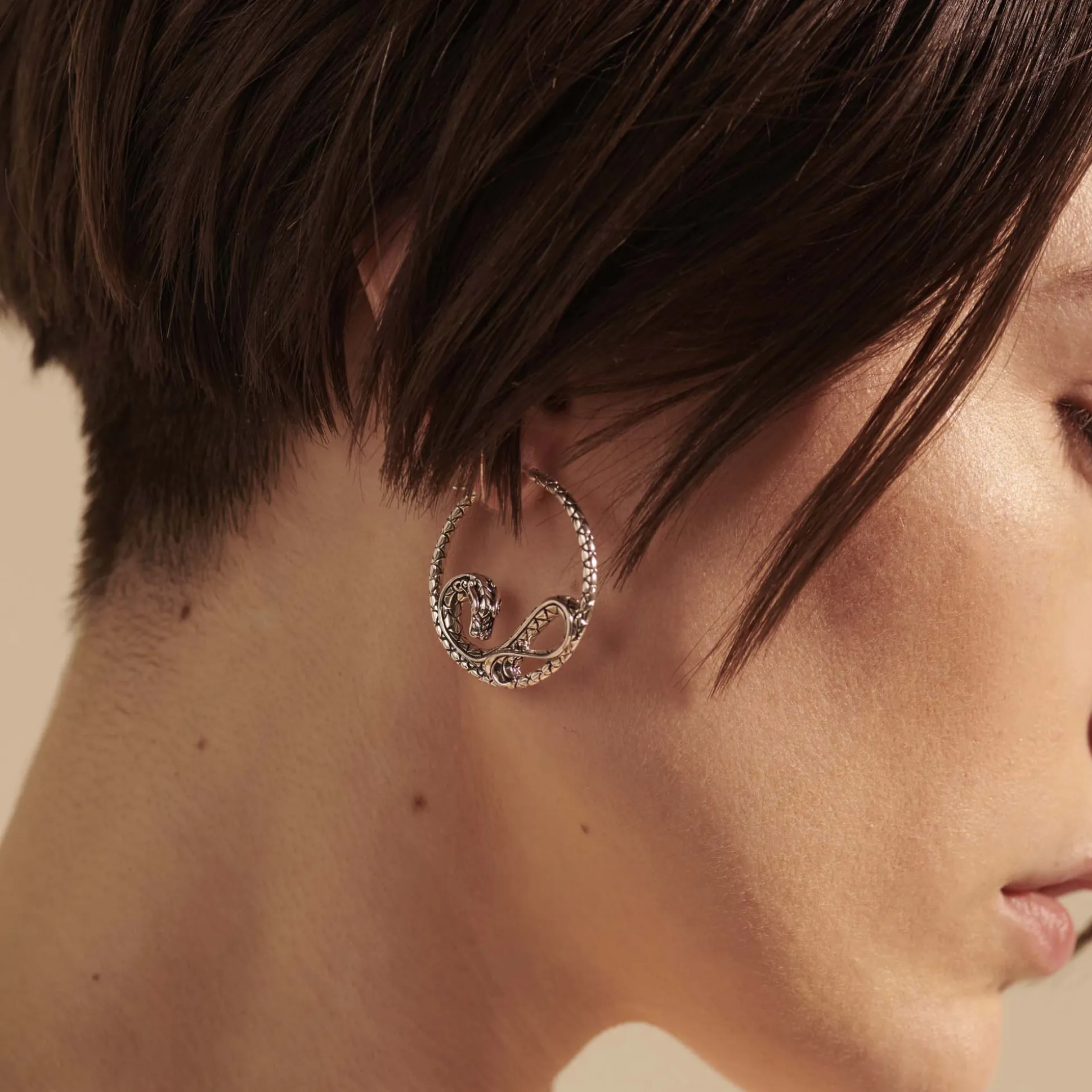 Women John Hardy Hoops^Naga Hoop Earring, Sterling Silver