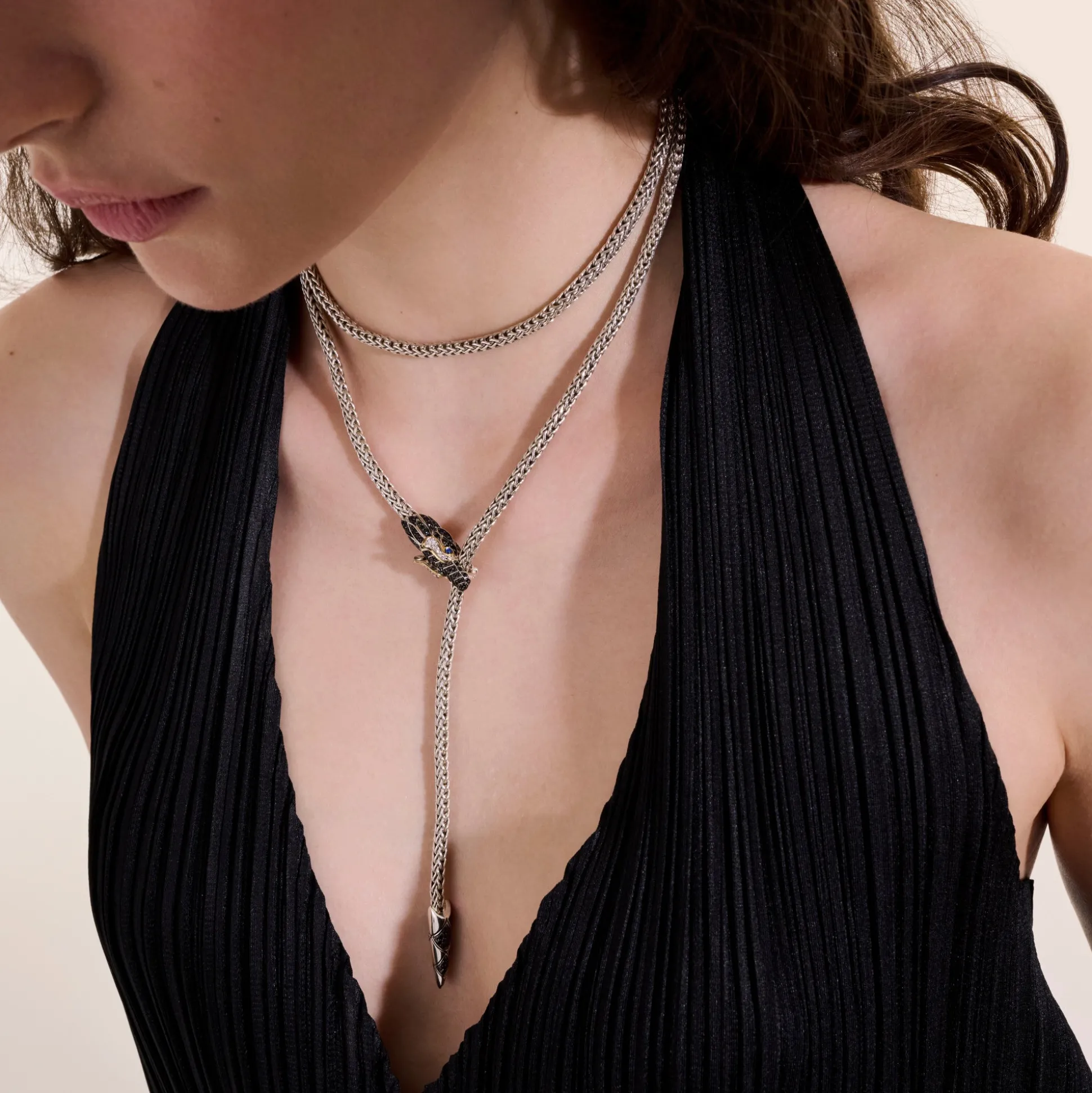 Women John Hardy Statement^Naga Lariat, Gold, Silver, Diamonds