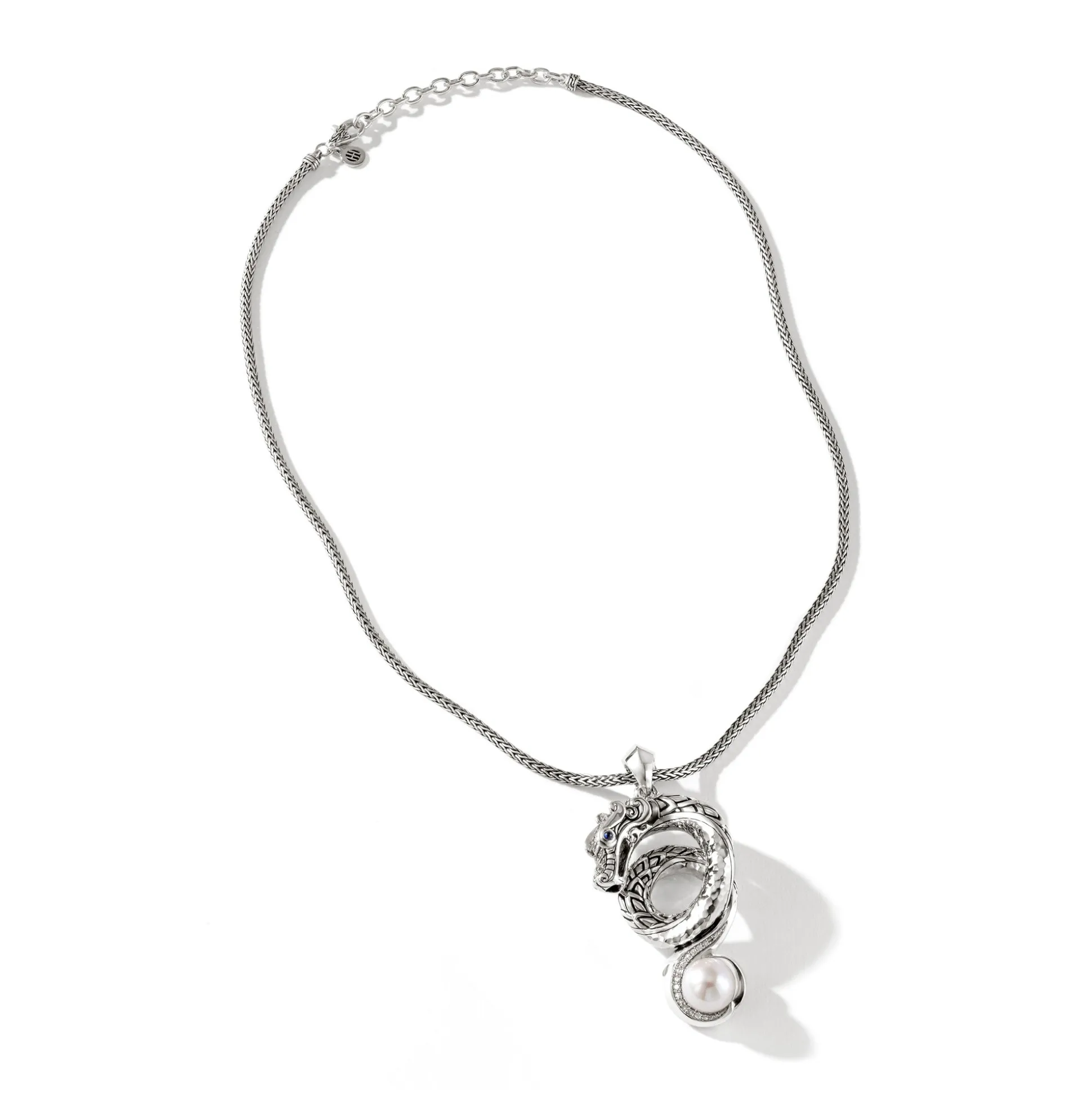 Women John Hardy Pendants^Naga Necklace, Silver, Diamonds, Pearl