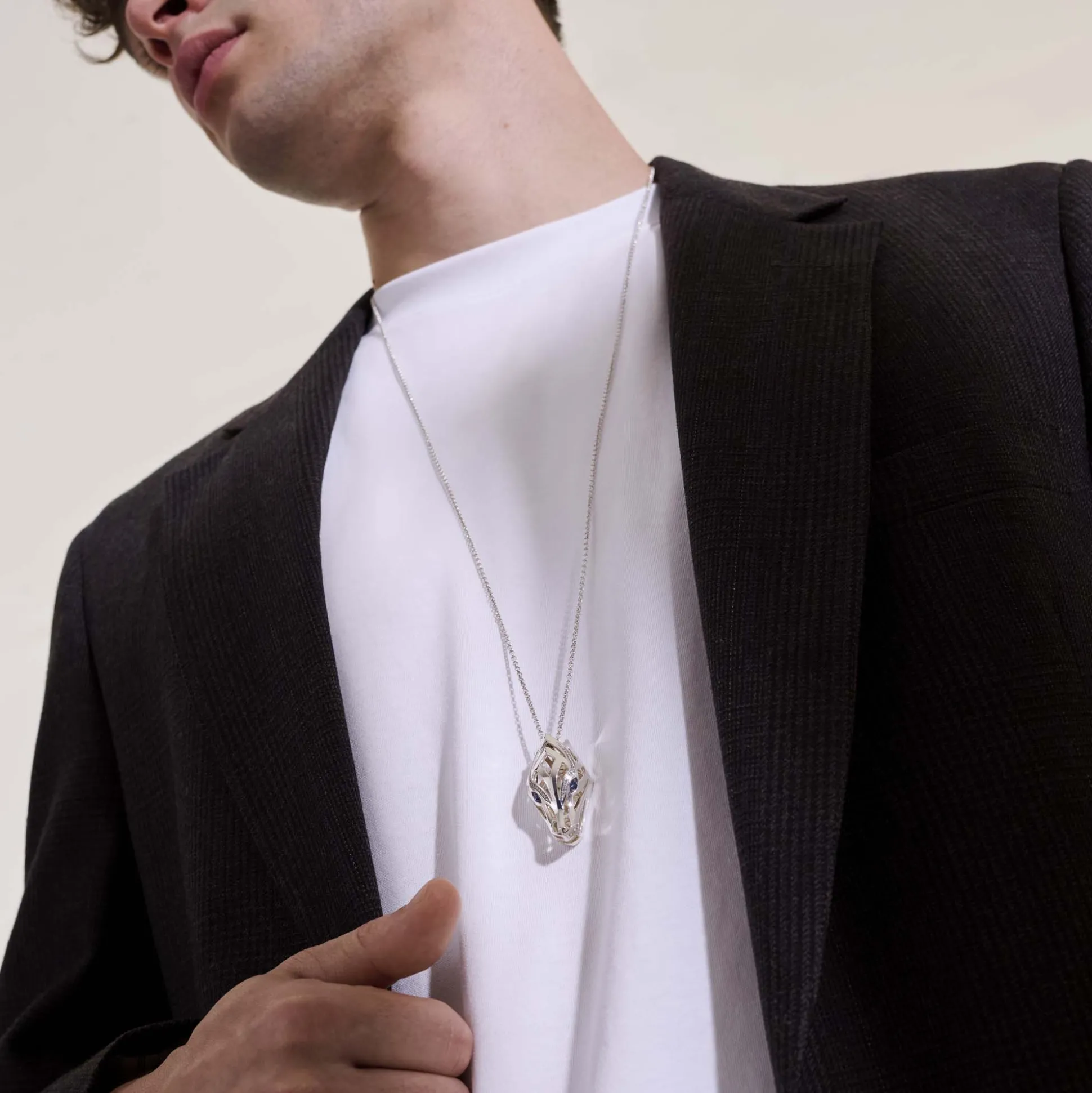 Men John Hardy Tags & Pendants^Naga Pendant Necklace, Silver, Diamonds