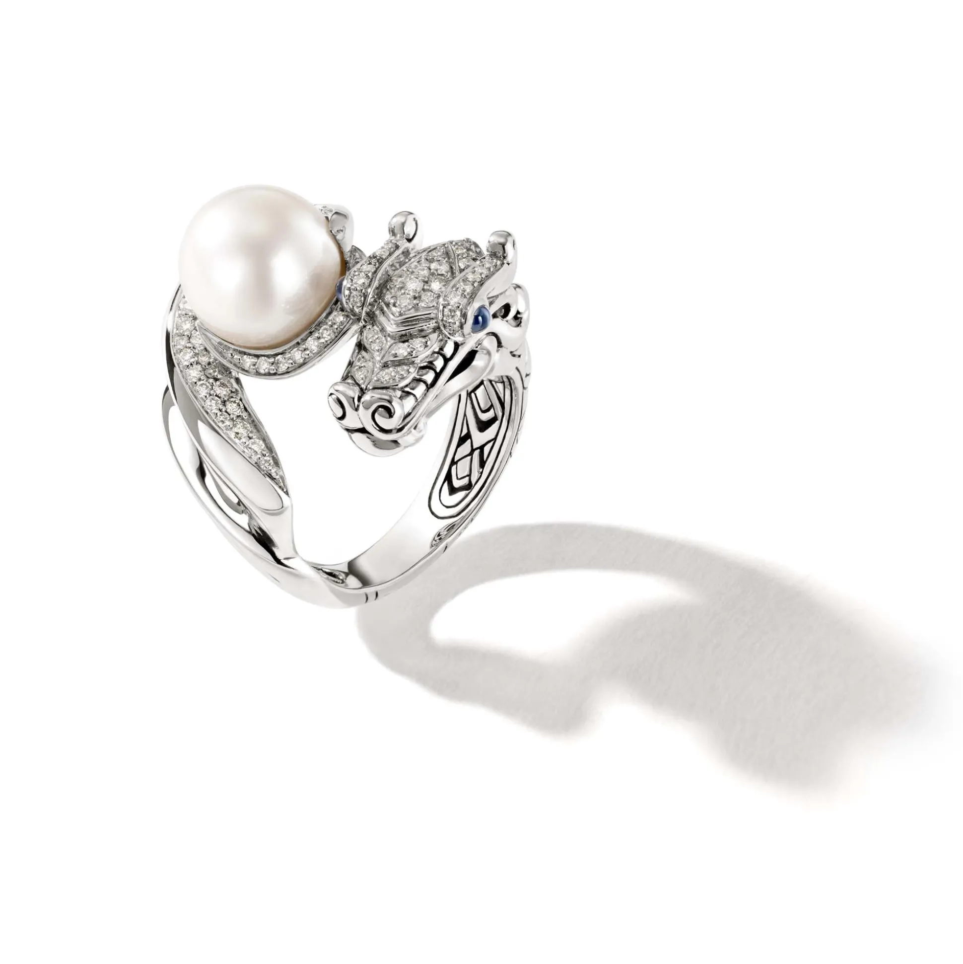 Women John Hardy Statement^Naga Ring, Sterling Silver, Diamonds, Pearl