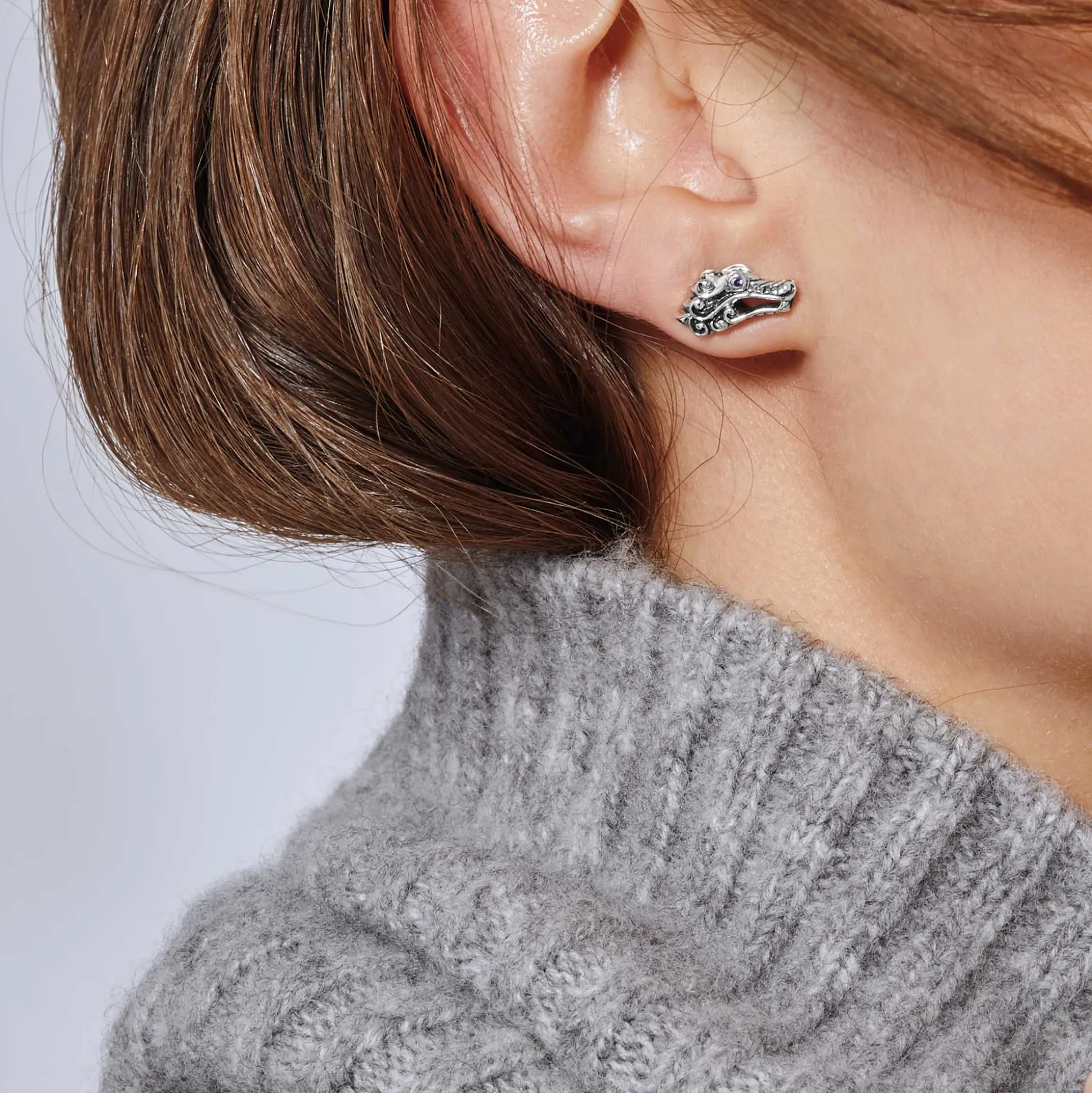 Men John Hardy Studs^Naga Stud Earring, Sterling Silver